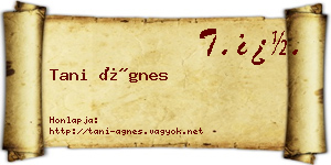 Tani Ágnes névjegykártya